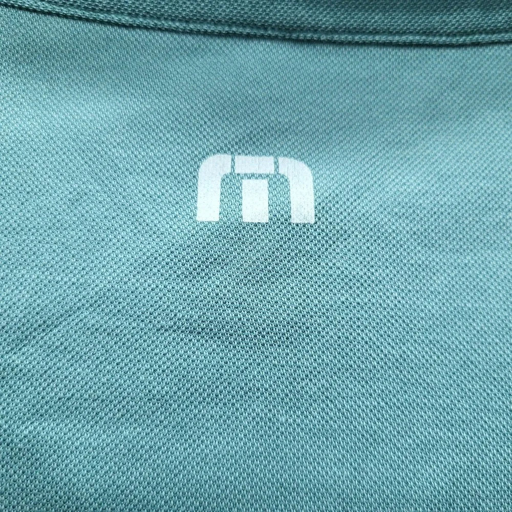 Travismathew Men Polo L Teal Brand‎ Signature Embroidery Striped Logo Button